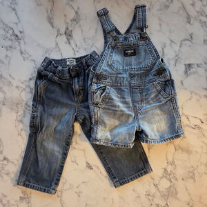 Bundle of Baby OshKosh B'Gosh Denim Jeans Overalls Infant 9-12 18 Months